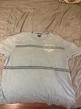 Brazos River Light Blue Short Sleeve Striped Crew Tee